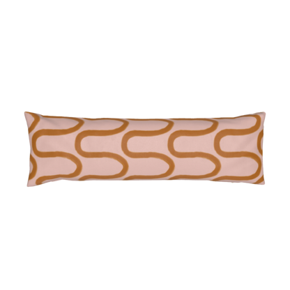 Fun Hand Drawn Rust & Pink Squiggly Lined Pillow Cover