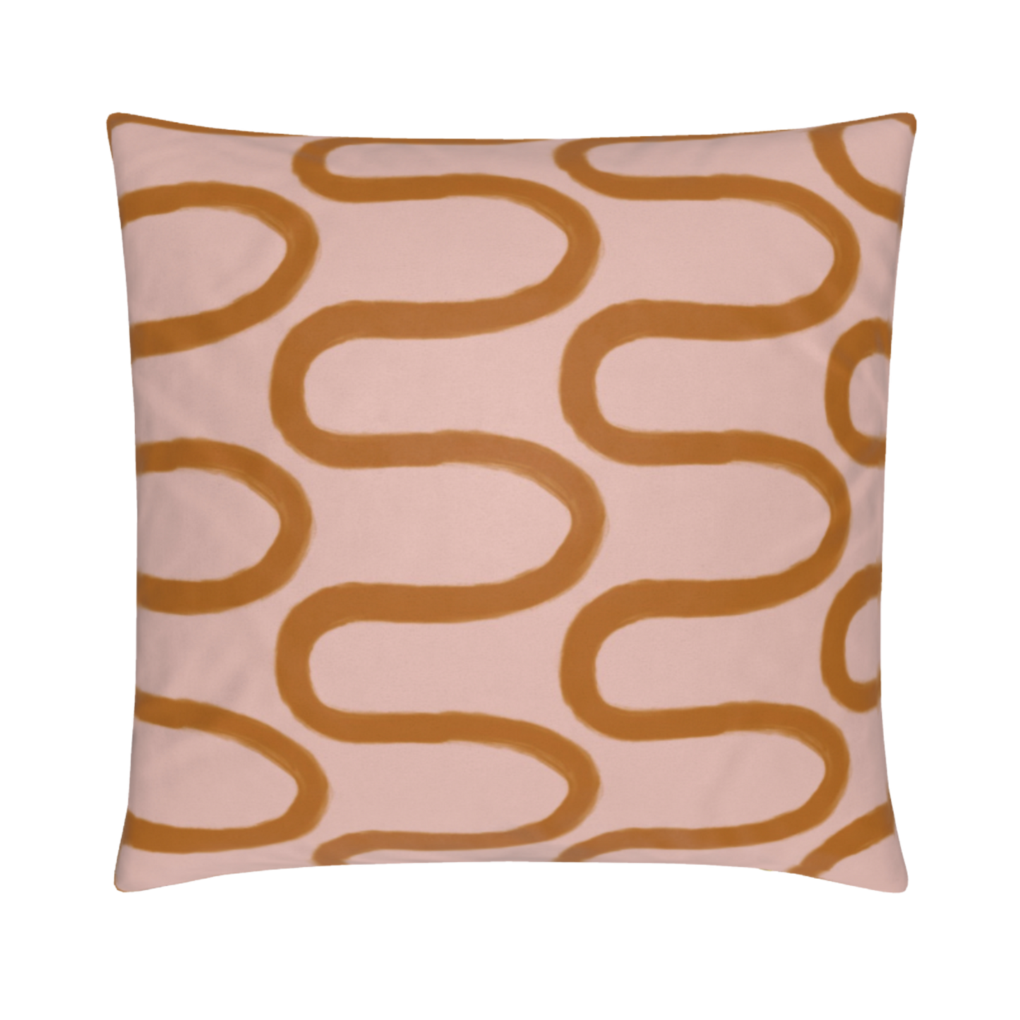 Fun Hand Drawn Rust & Pink Squiggly Lined Pillow Cover