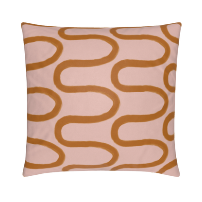 Fun Hand Drawn Rust & Pink Squiggly Lined Pillow Cover