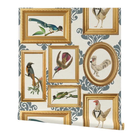 Fancy Pants Birds Whimsical Gallery Art Wallpaper