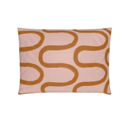 Fun Hand Drawn Rust & Pink Squiggly Lined Pillow Cover
