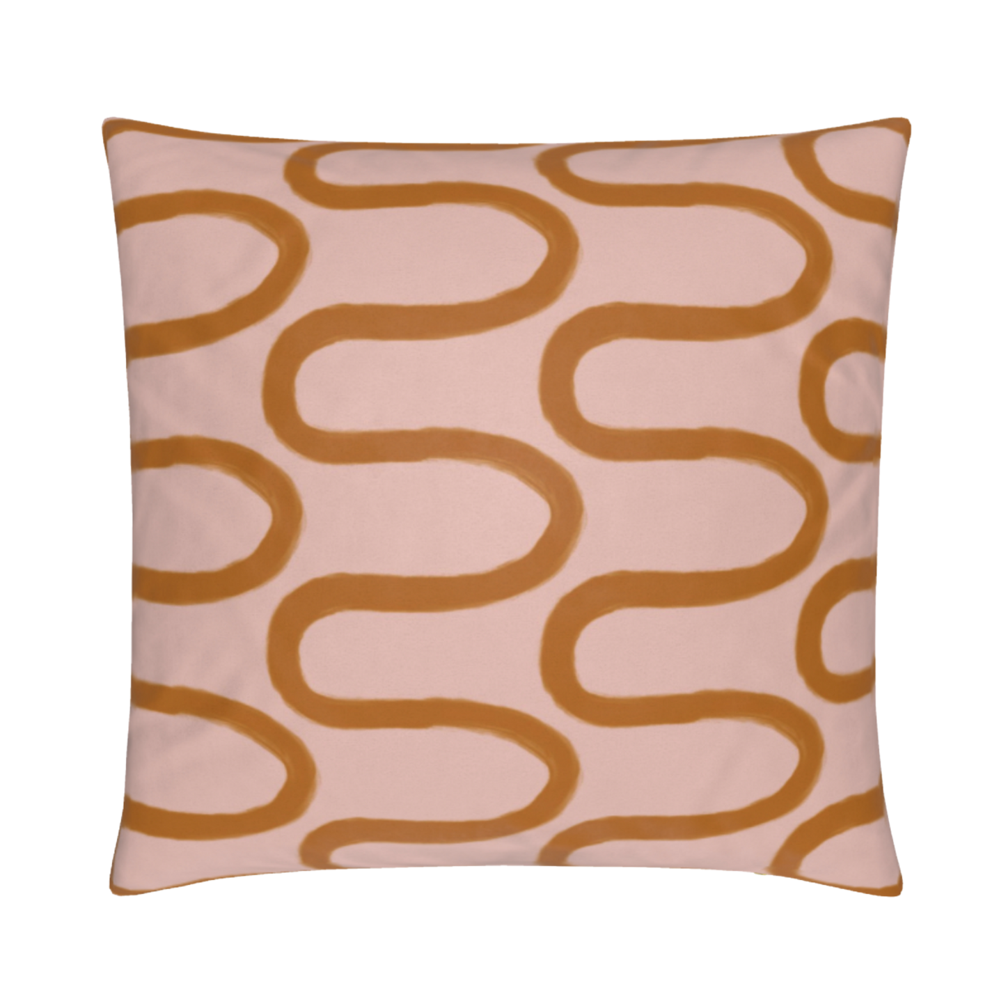 Fun Hand Drawn Rust & Pink Squiggly Lined Pillow Cover