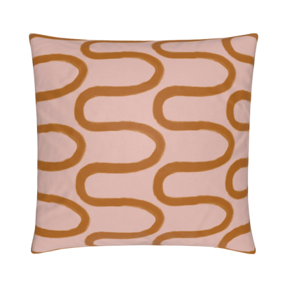 Fun Hand Drawn Rust & Pink Squiggly Lined Pillow Cover
