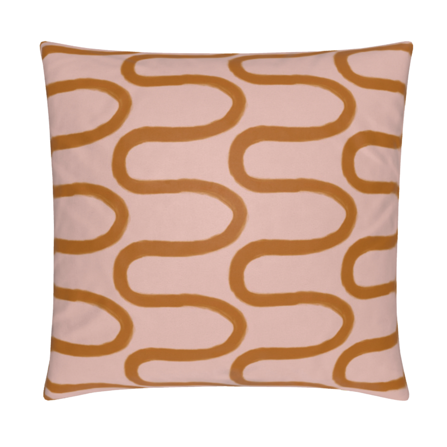 Fun Hand Drawn Rust & Pink Squiggly Lined Pillow Cover