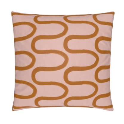 Fun Hand Drawn Rust & Pink Squiggly Lined Pillow Cover