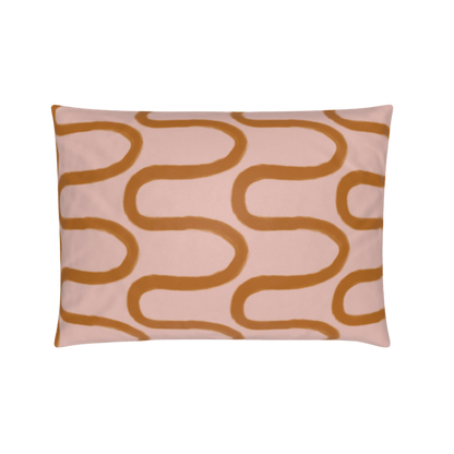 Fun Hand Drawn Rust & Pink Squiggly Lined Pillow Cover