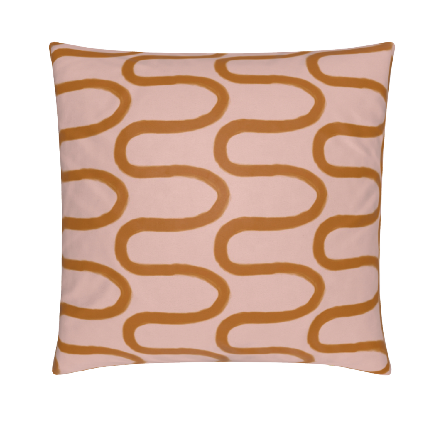 Fun Hand Drawn Rust & Pink Squiggly Lined Pillow Cover
