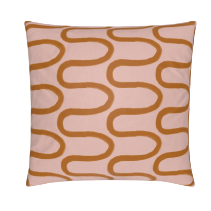 Fun Hand Drawn Rust & Pink Squiggly Lined Pillow Cover