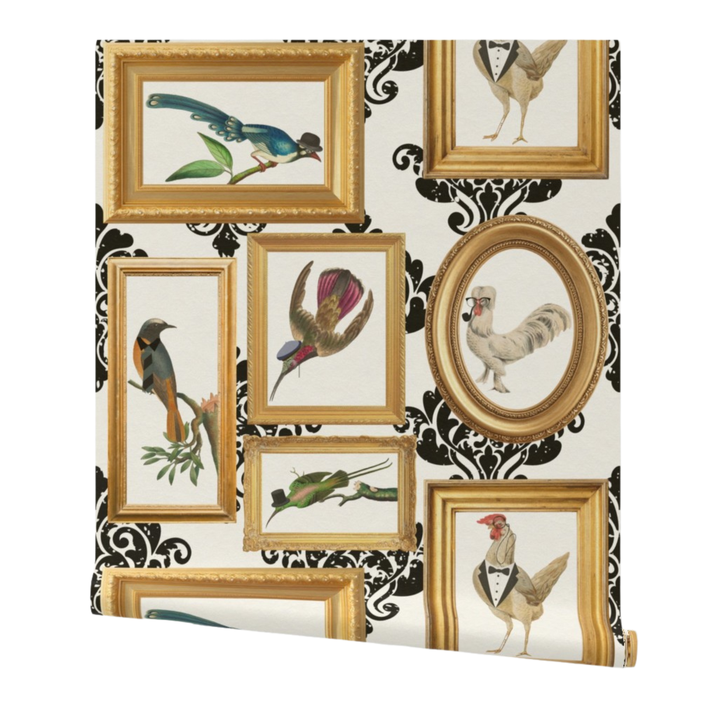 Fancy Pants Birds Whimsical Gallery Art Wallpaper