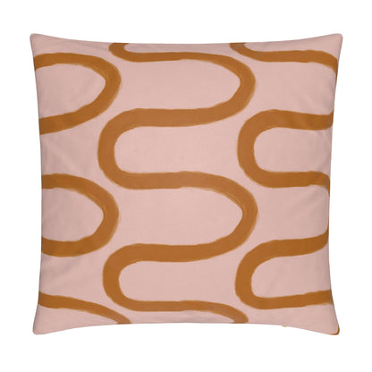 Fun Hand Drawn Rust & Pink Squiggly Lined Pillow Cover