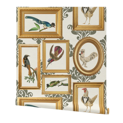 Fancy Pants Birds Whimsical Gallery Art Wallpaper