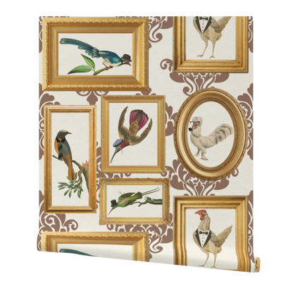 Fancy Pants Birds Whimsical Gallery Art Wallpaper