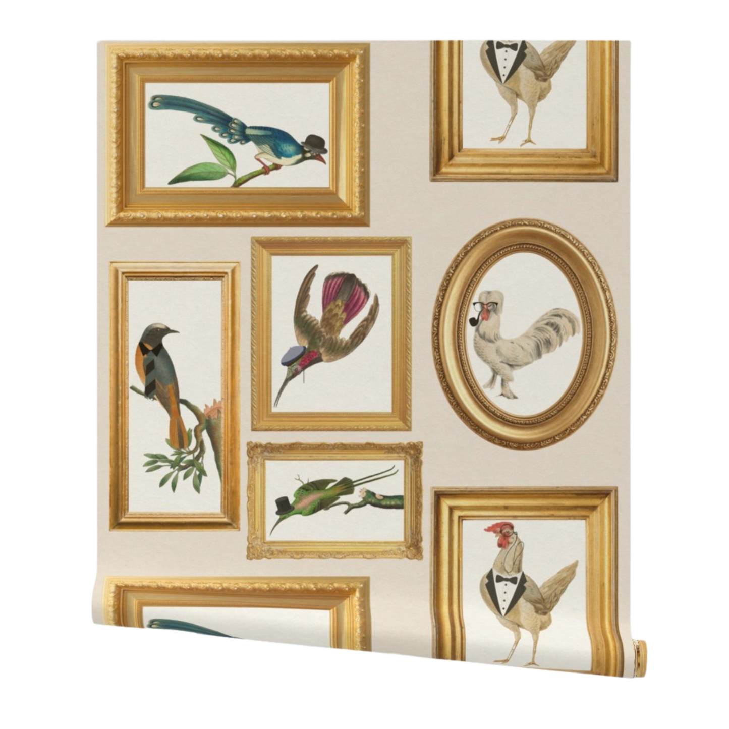Fancy Pants Birds Whimsical Gallery Art Wallpaper