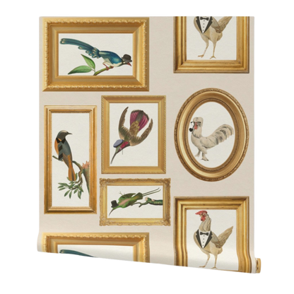 Fancy Pants Birds Whimsical Gallery Art Wallpaper