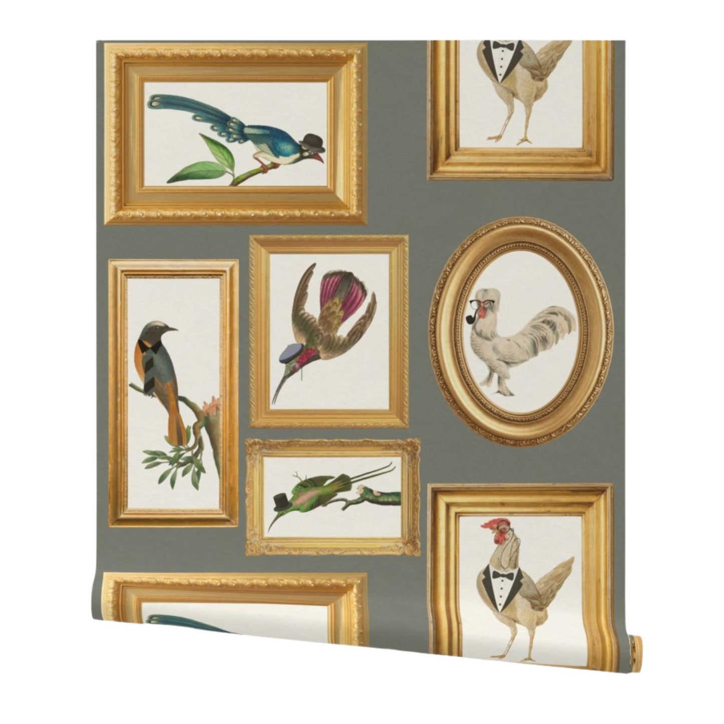 Fancy Pants Birds Whimsical Gallery Art Wallpaper