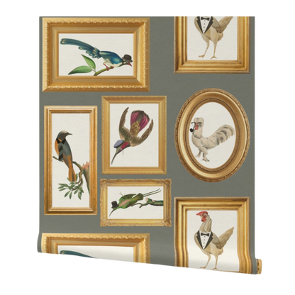 Fancy Pants Birds Whimsical Gallery Art Wallpaper