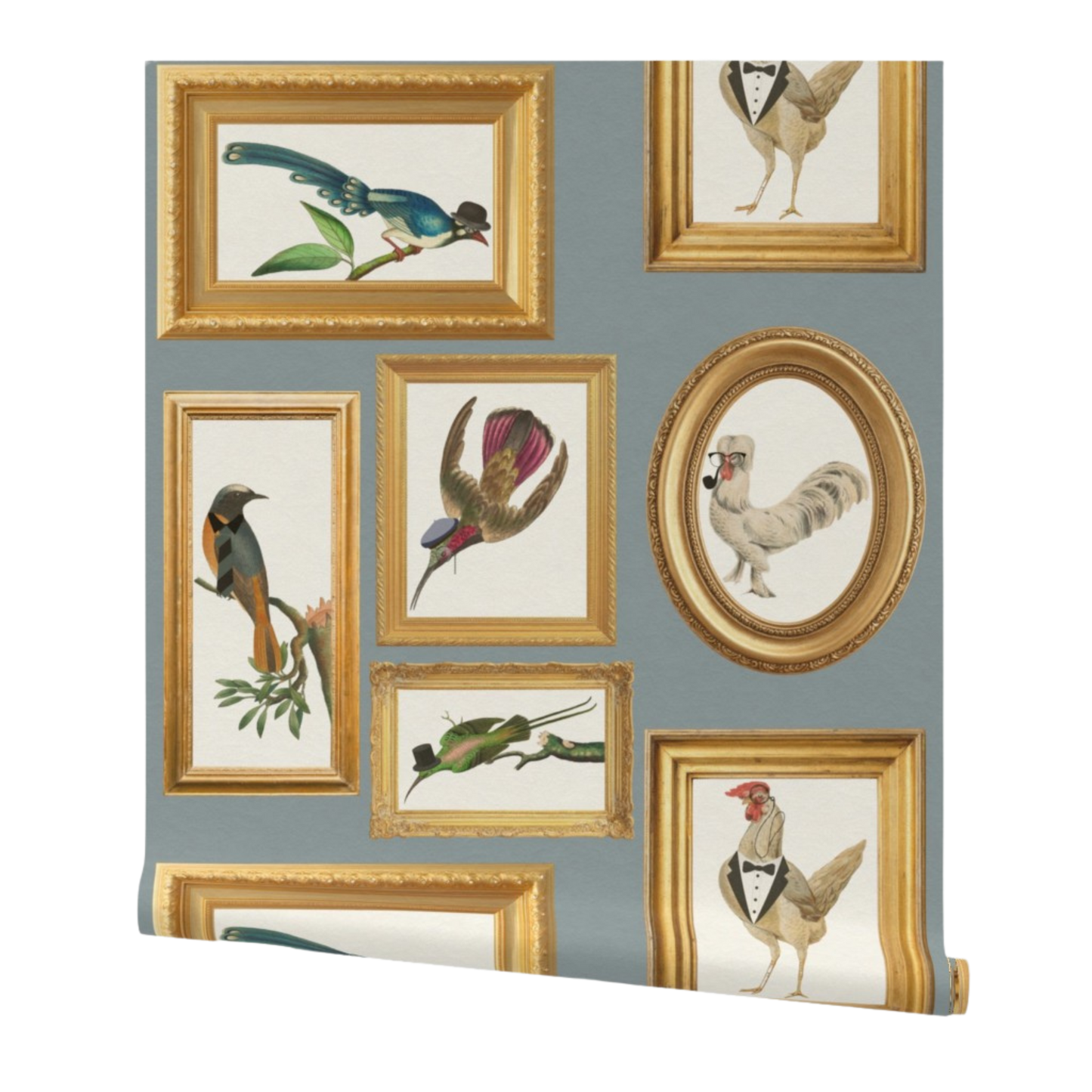 Fancy Pants Birds Whimsical Gallery Art Wallpaper