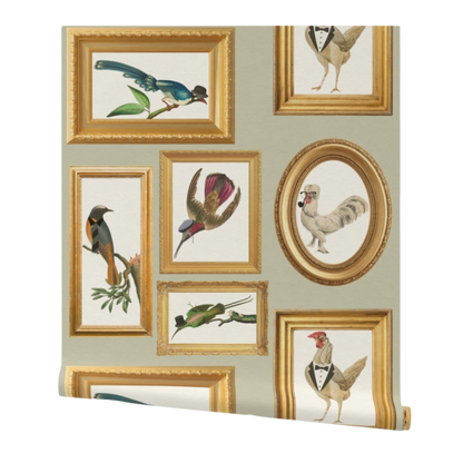 Fancy Pants Birds Whimsical Gallery Art Wallpaper
