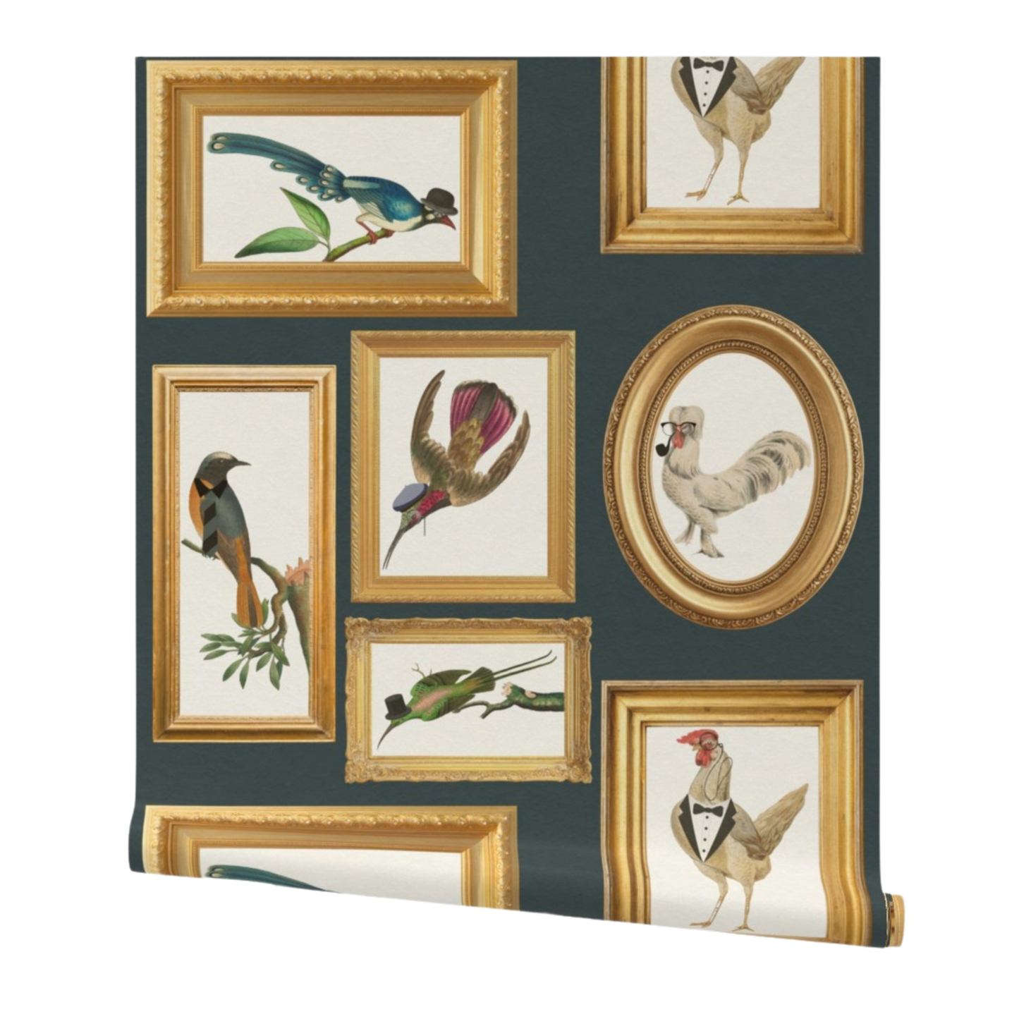 Fancy Pants Birds Whimsical Gallery Art Wallpaper