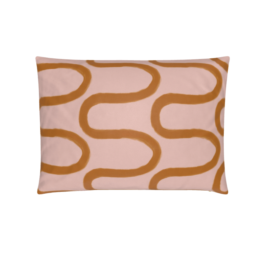 Fun Hand Drawn Rust & Pink Squiggly Lined Pillow Cover